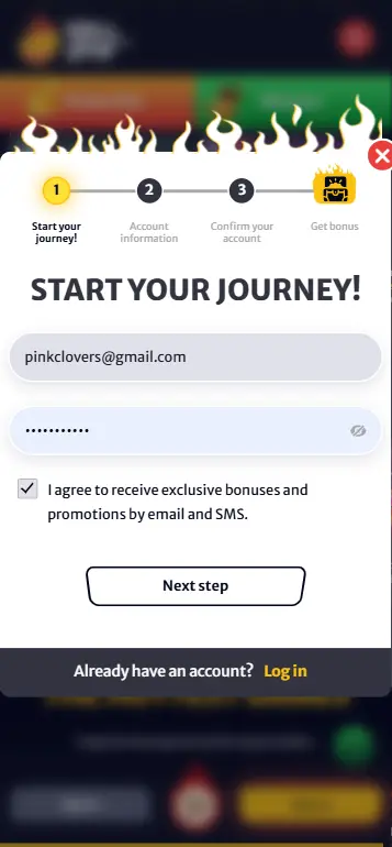 Register and verify your casino account