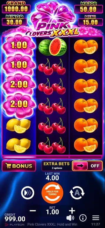 Pink Clovers XXXL Super Collect Clover x5 multiplier on reel 2